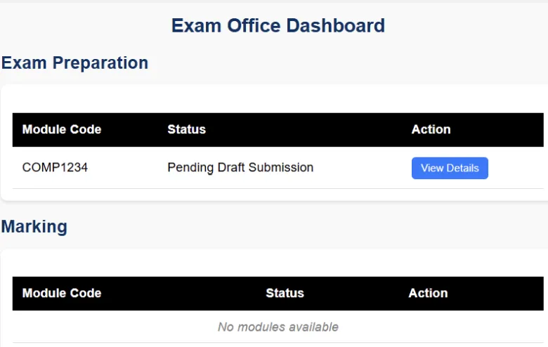 Exam Document Management System screenshot 1, full view