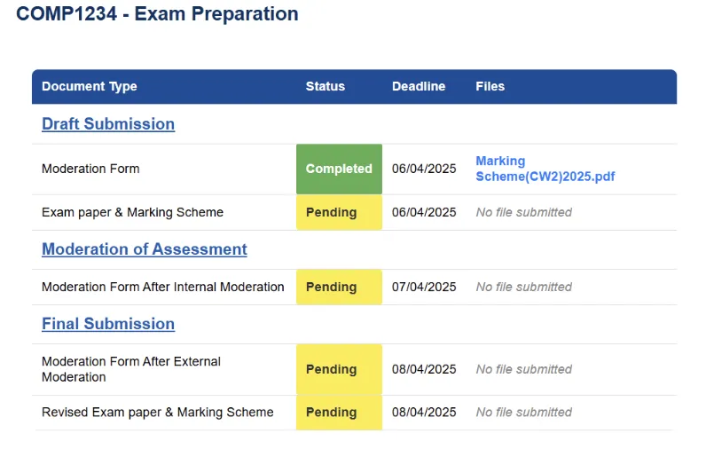 Exam Document Management System screenshot 2, full view